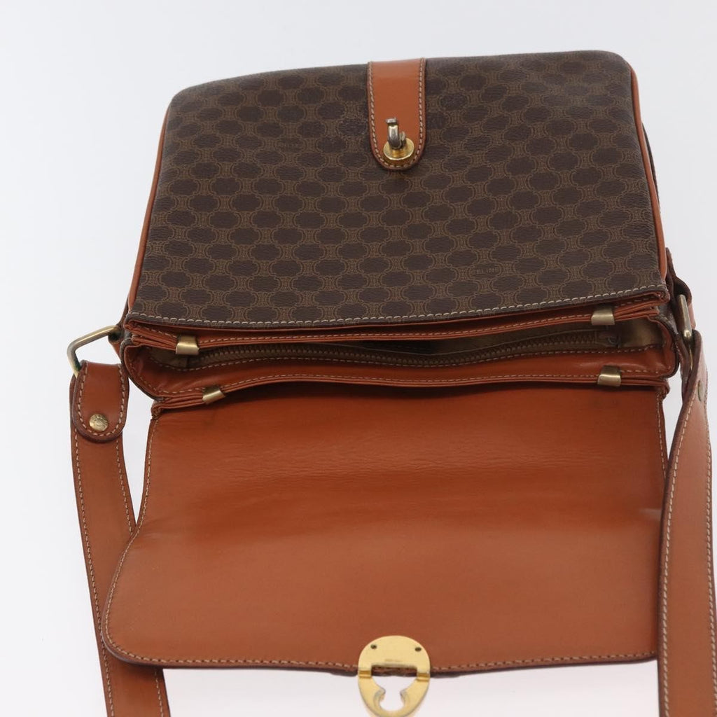 Celine Vintage Macadam Shoulder Bag Canvas And Leather Brown Canvas Handbag