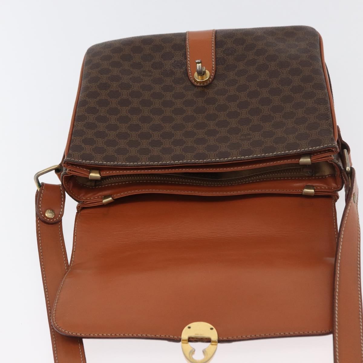 Celine Vintage Macadam Shoulder Bag Canvas And Leather Brown Canvas Handbag