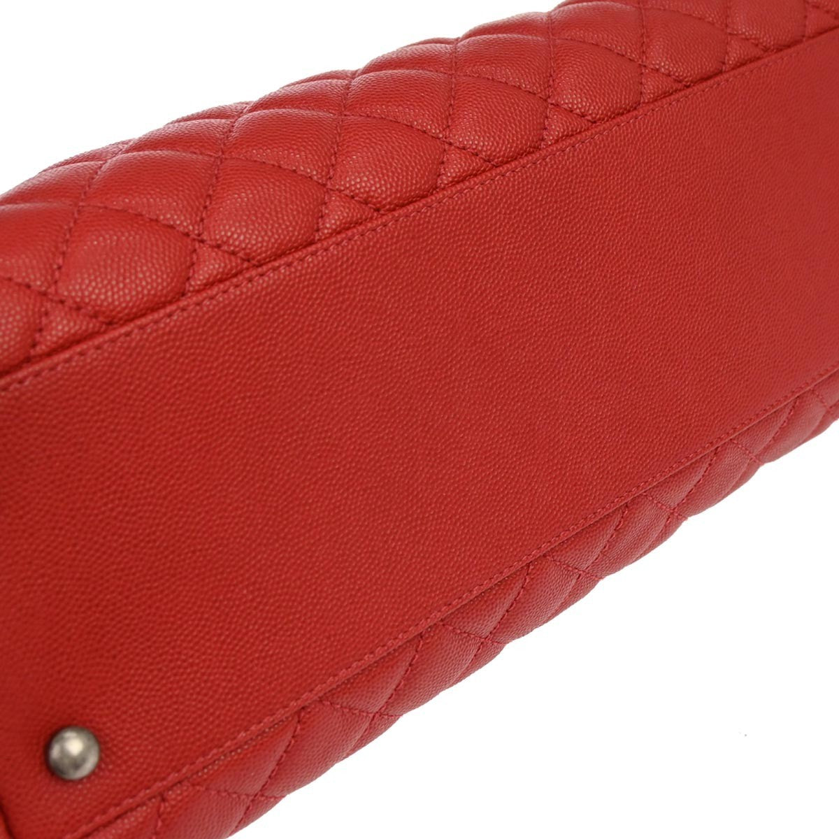 Chanel Coco Top Handle Bag Quilted Caviar Red Leather Handbag
