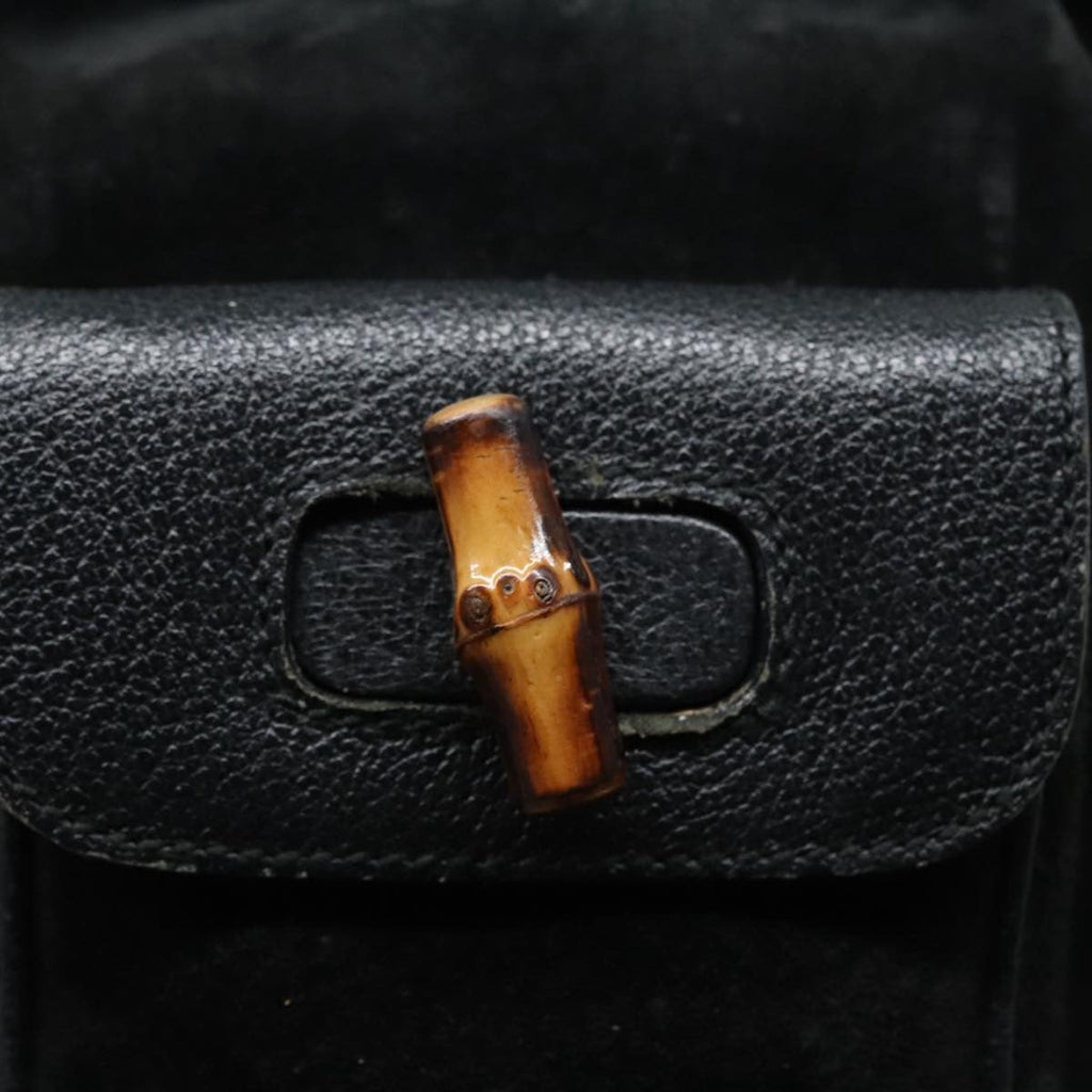 Gucci Gucci Bamboo Backpack Daim Black Suede Backpack Bag (Pre-Owned)
