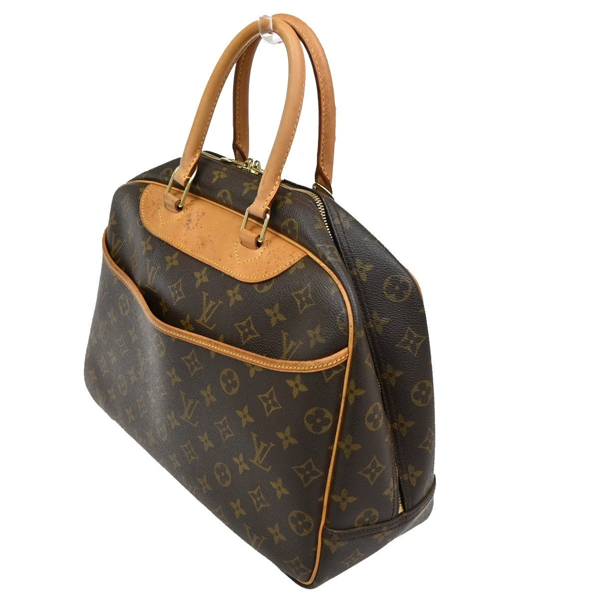 Louis Vuitton Deauville Handbag Monogram Canvas Brown Leather Handbag