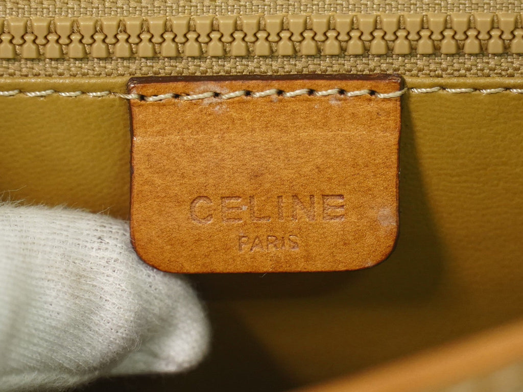 Celine Vintage Macadam Shoulder Bag Canvas Beige Canvas Shoulder Bag Bag