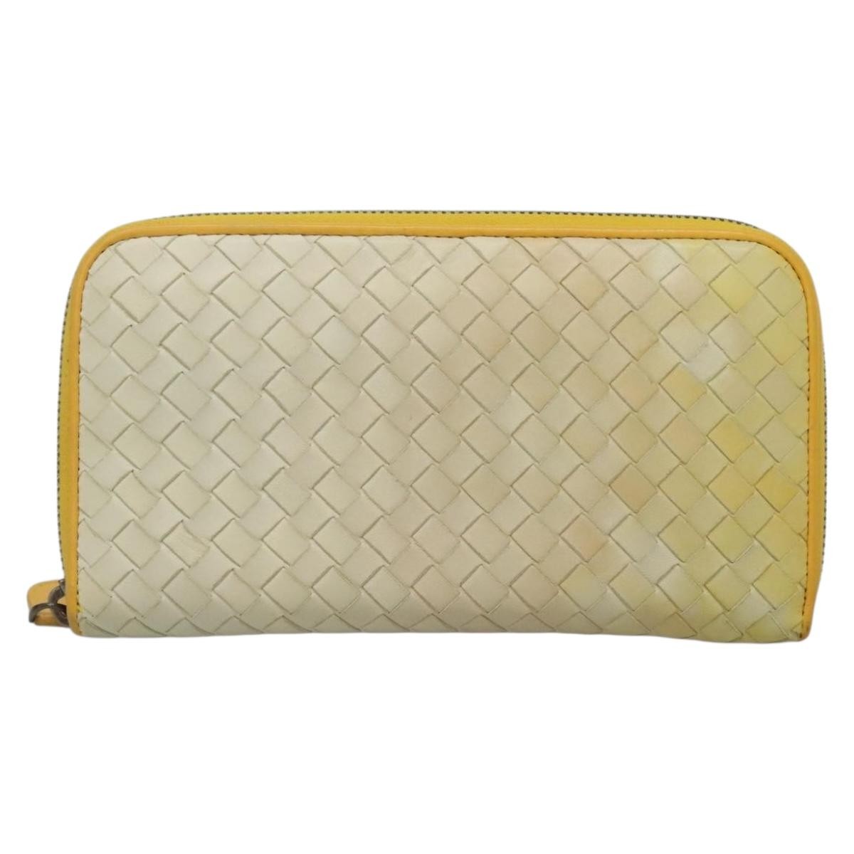 Bottega Veneta Intrecciato Long Zip  Wallet Leather Beige Leather Wallets Accessory