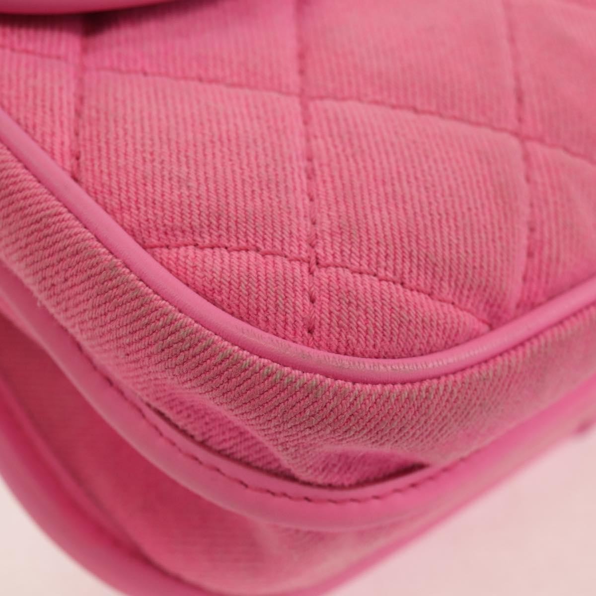 Chanel Flap Messenger Bag Quilted Denim Pink Canvas Shoulder Bag Bag