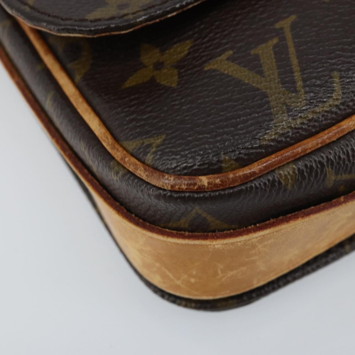 Louis Vuitton Cartouchiere Handbag Monogram Canvas Brown Canvas Shoulder Bag