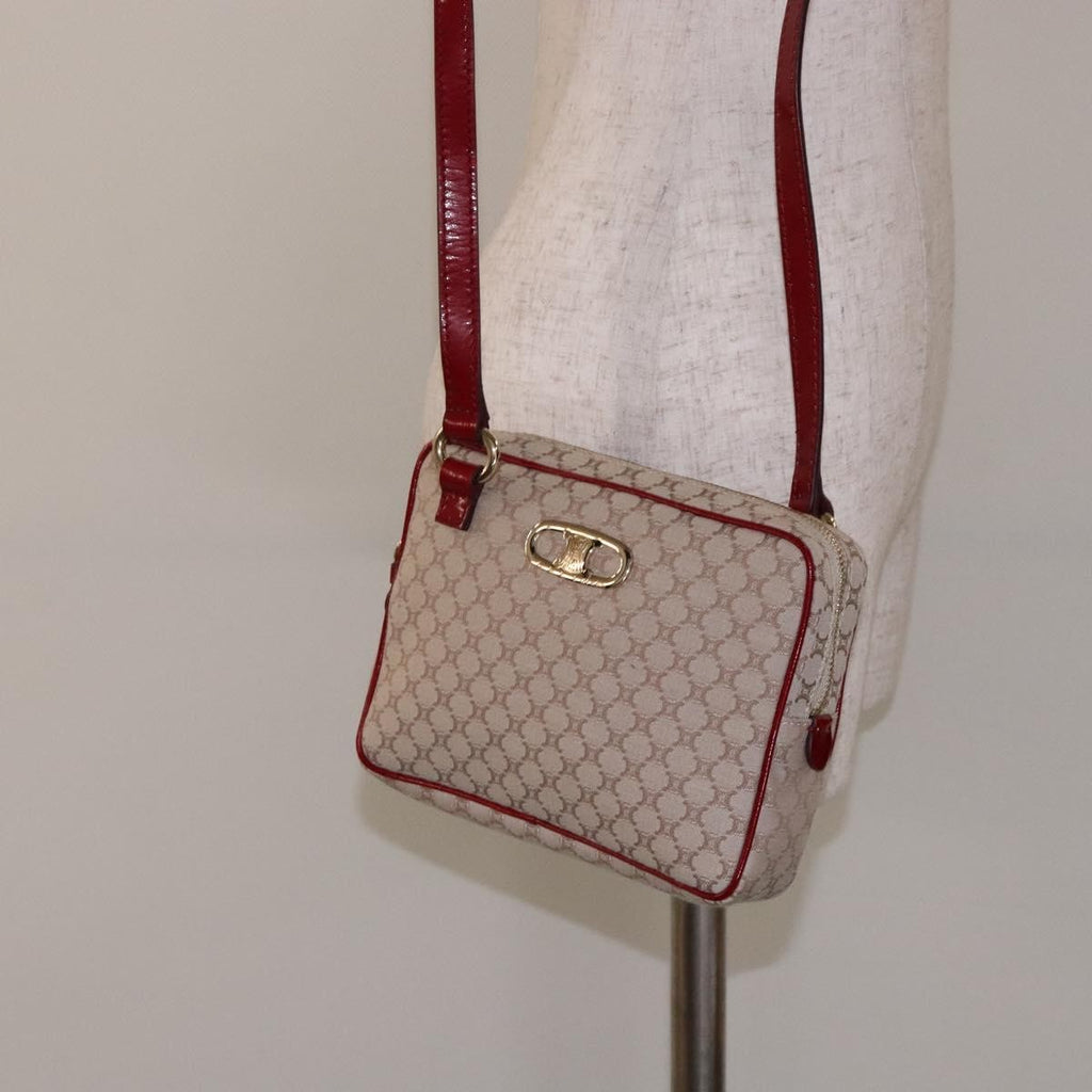 Celine Vintage Macadam Shoulder Bag Canvas Beige Canvas Shoulder Bag Bag