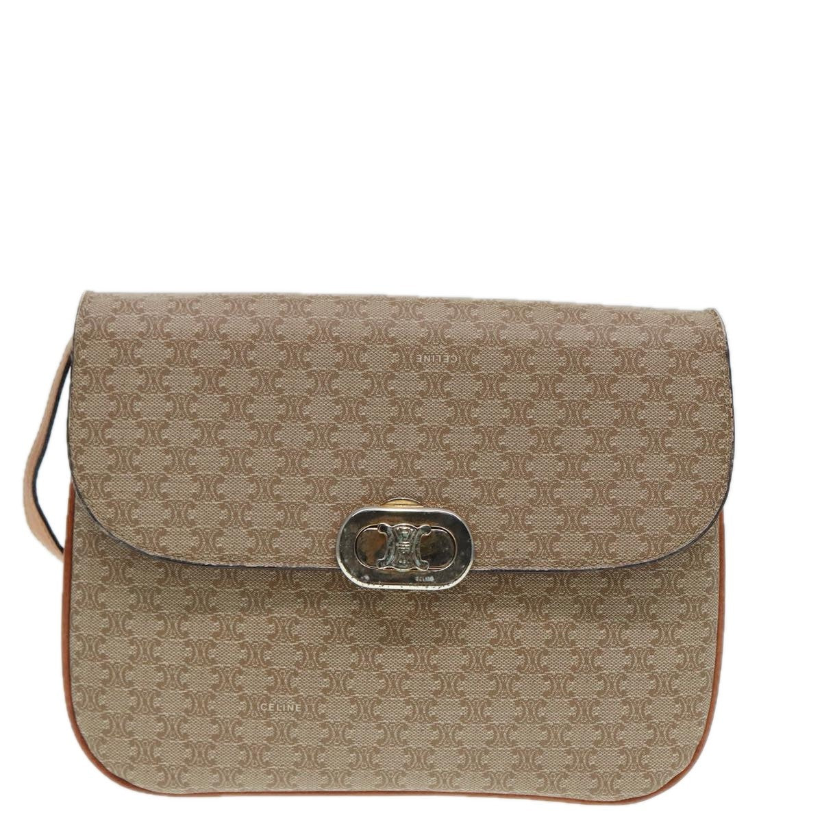 Celine Vintage Macadam Shoulder Bag Canvas And Leather Beige Canvas Shoulder Bag Bag
