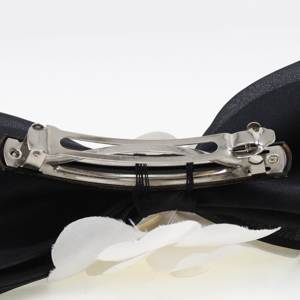 Chanel Camellia Ribbon Headband Silk Black Satin Head Accessory Accessory