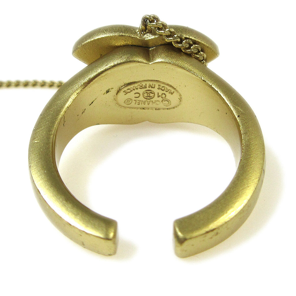 Chanel Logo Bangle With Chain Attached Cc Ring Metal With Crystal Gold Gold_Plated Bracelet Jewelry