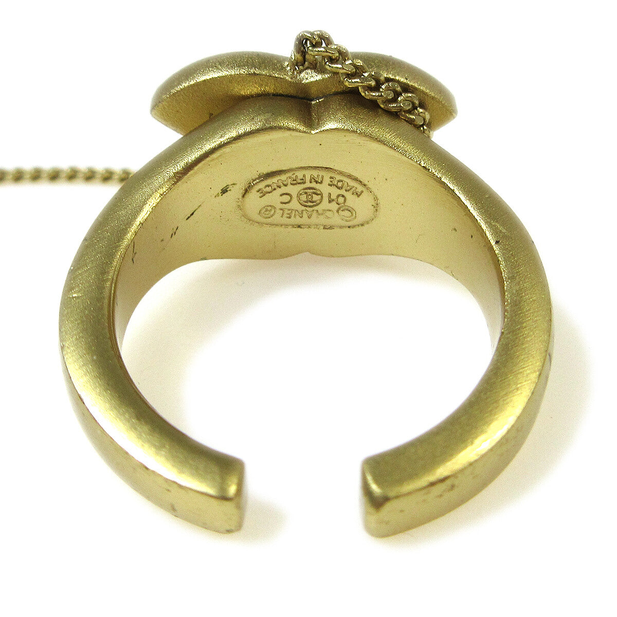 Chanel Logo Bangle With Chain Attached Cc Ring Metal With Crystal Gold Gold_Plated Bracelet Jewelry