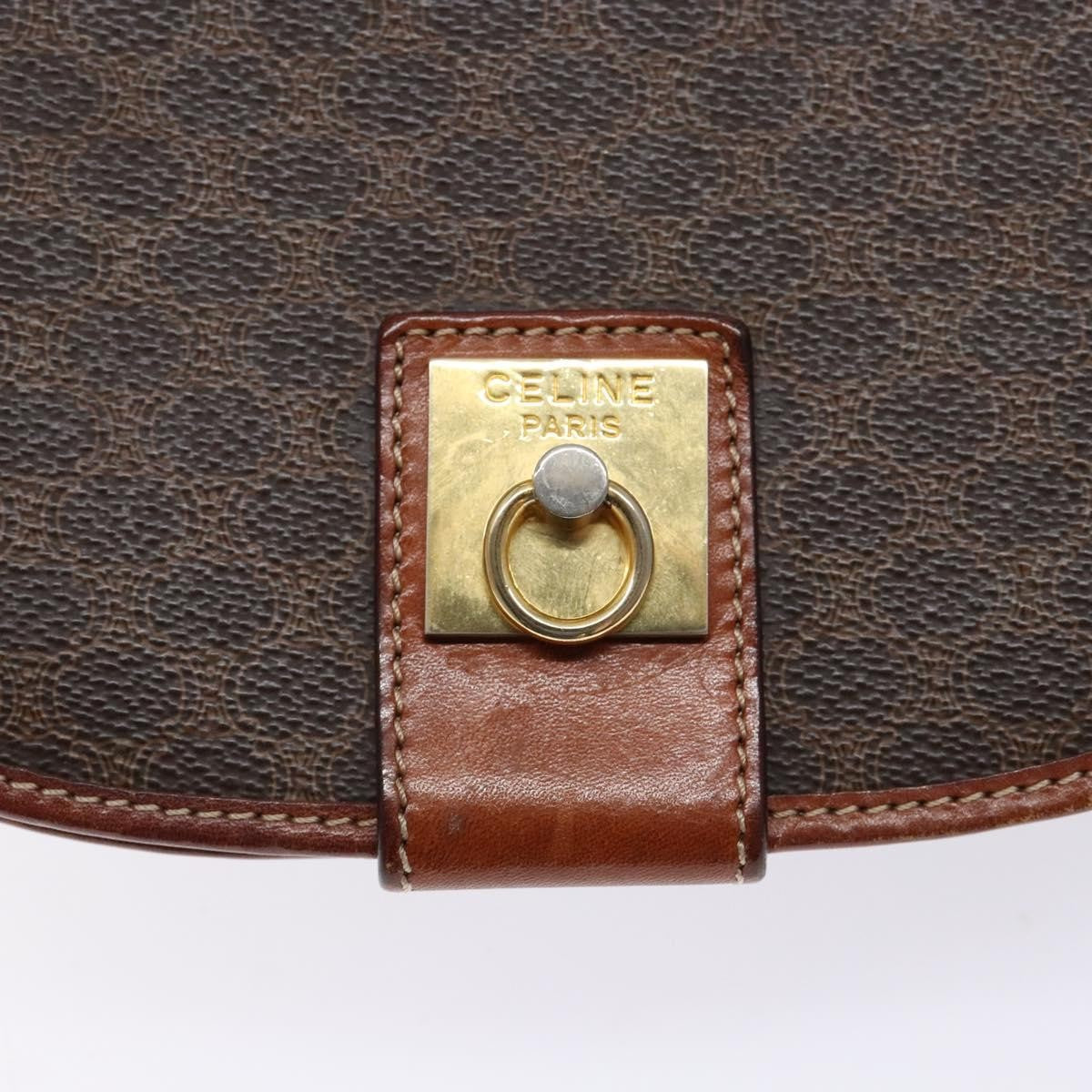 Celine Macadam Shoulder Bag Pvc Leather Brown Canvas Bag