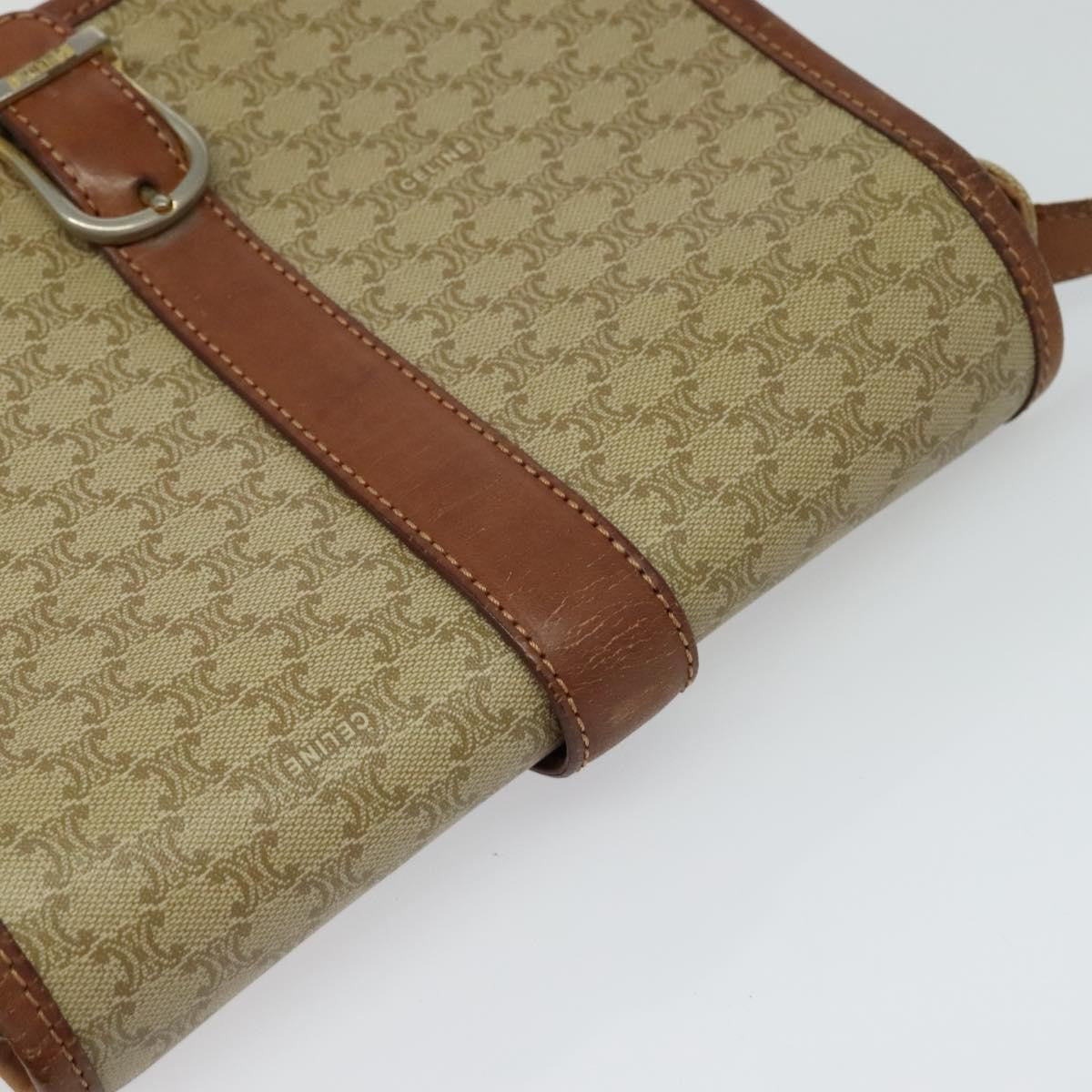 Celine Vintage Macadam Shoulder Bag Canvas And Leather Beige Canvas Shoulder Bag Bag