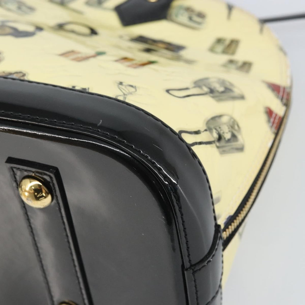 Louis Vuitton Alma Handbag Limited Edition Stickers Monogram Vernis White Patent_Leather Handbag