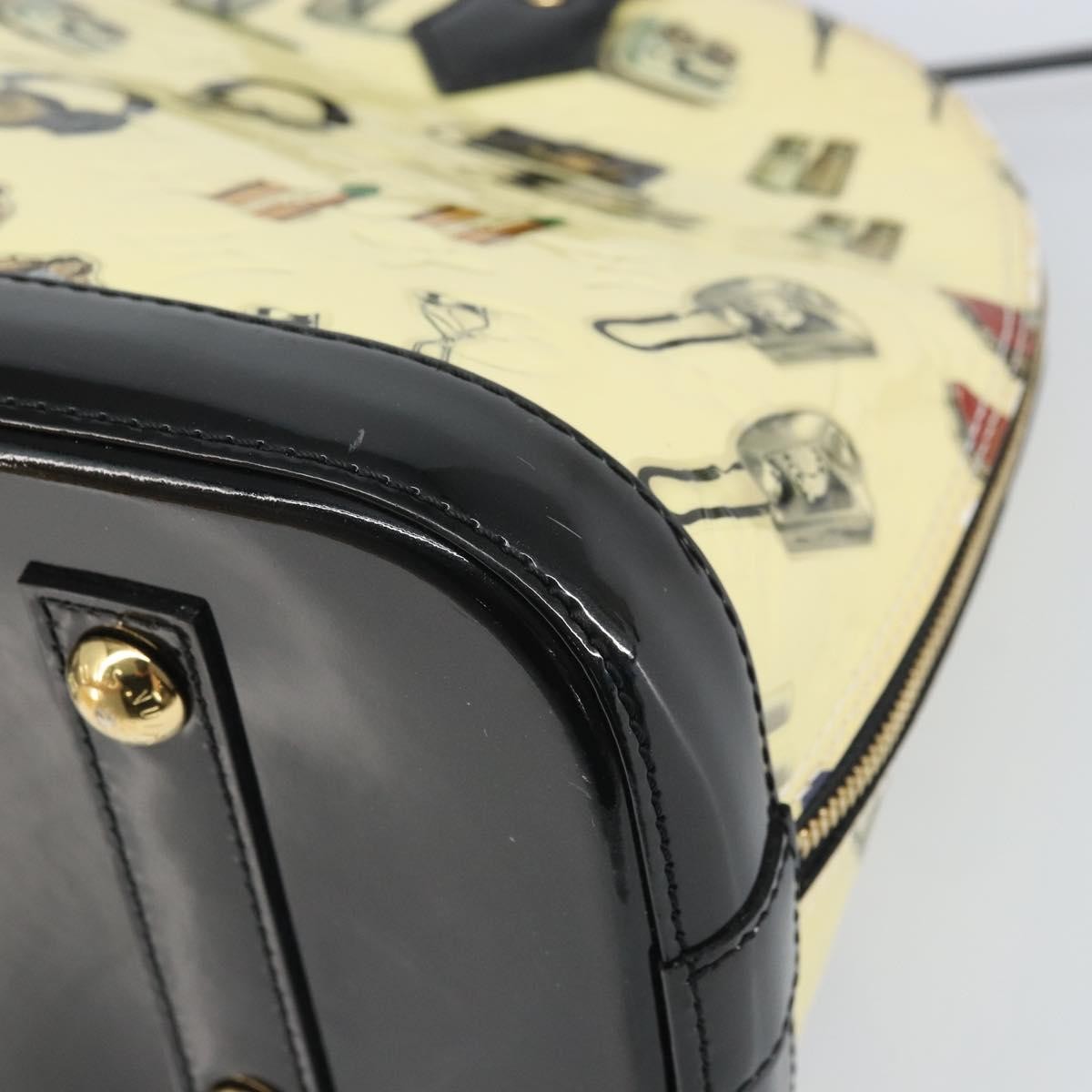 Louis Vuitton Alma Handbag Limited Edition Stickers Monogram Vernis White Patent_Leather Handbag