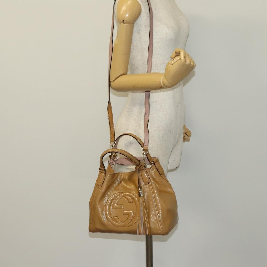 Gucci Soho Convertible Shoulder Bag Patent Beige Patent_Leather Shoulder Bag Bag (Pre-Owned)