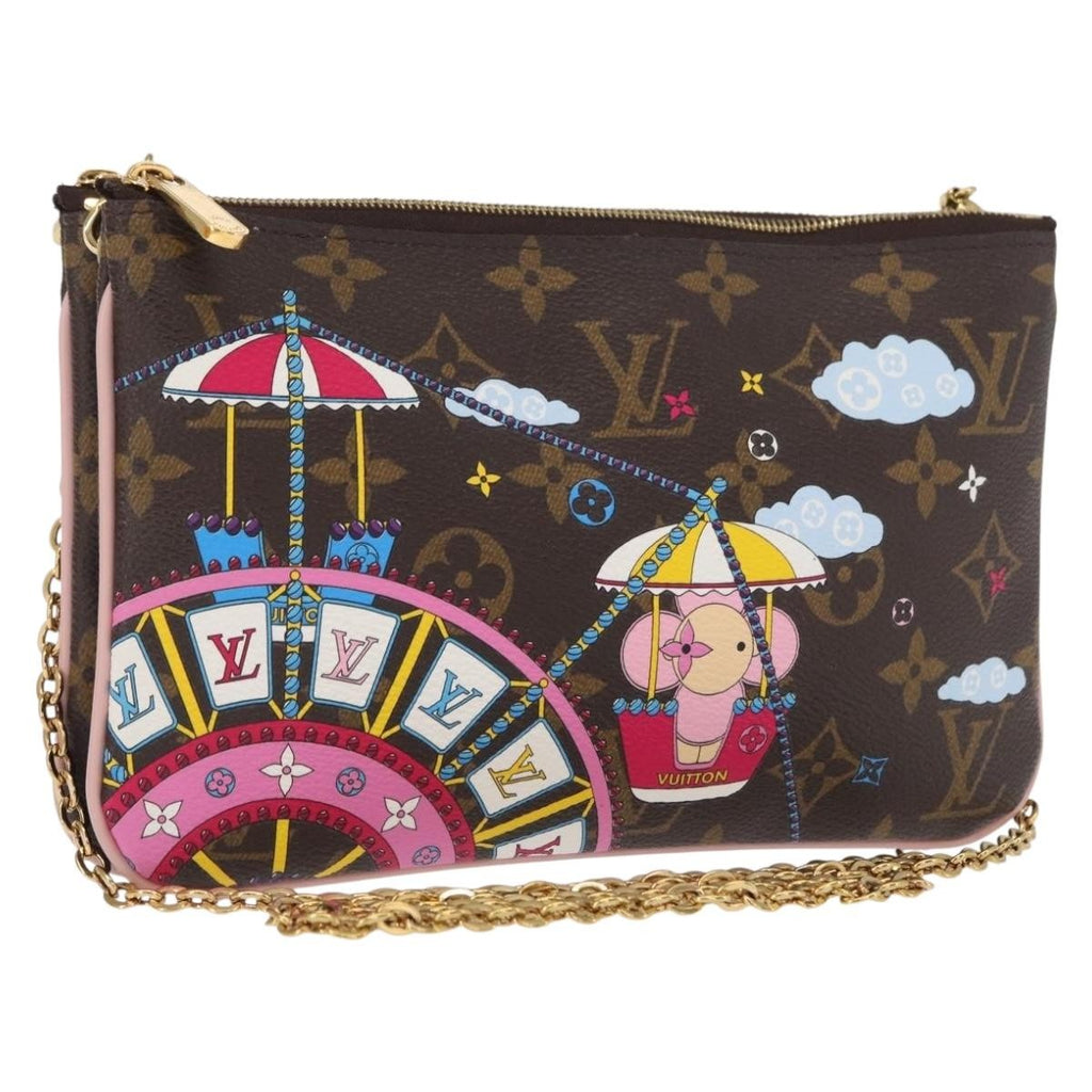 Louis Vuitton Double Zip Pochette Limited Edition Vivienne Xmas Monogram Canvas Brown Canvas Clutche & Pouche Bag