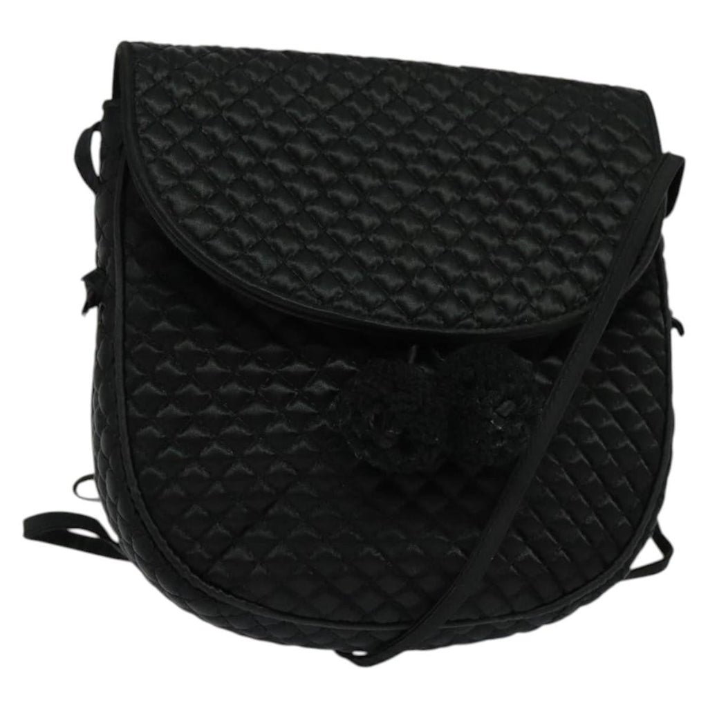Bottega Veneta Intrecciato Clutch Bag Calfskin Black Satin Shoulder Bag Bag