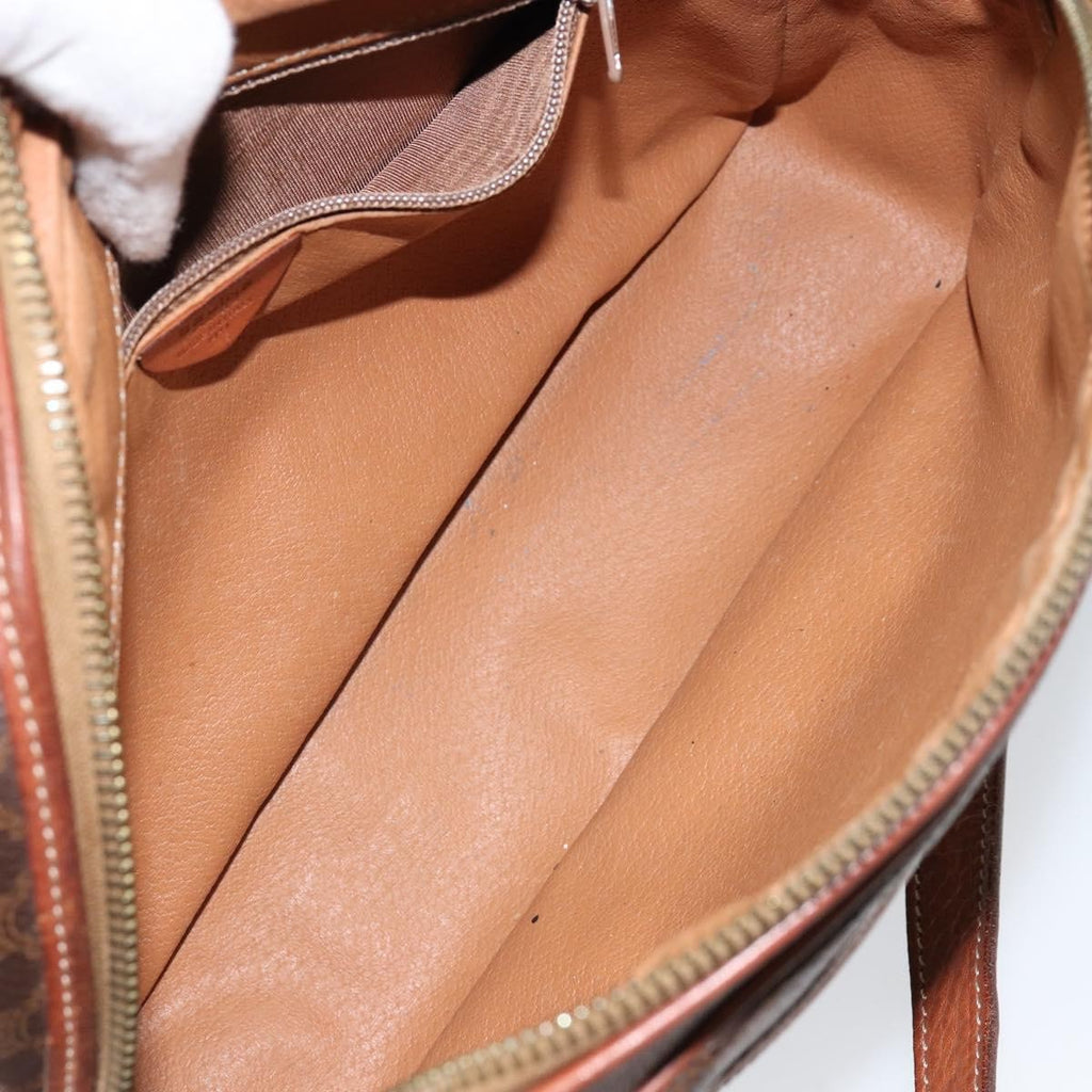 Celine Vintage Macadam Shoulder Bag Canvas And Leather Brown Canvas Shoulder Bag Bag