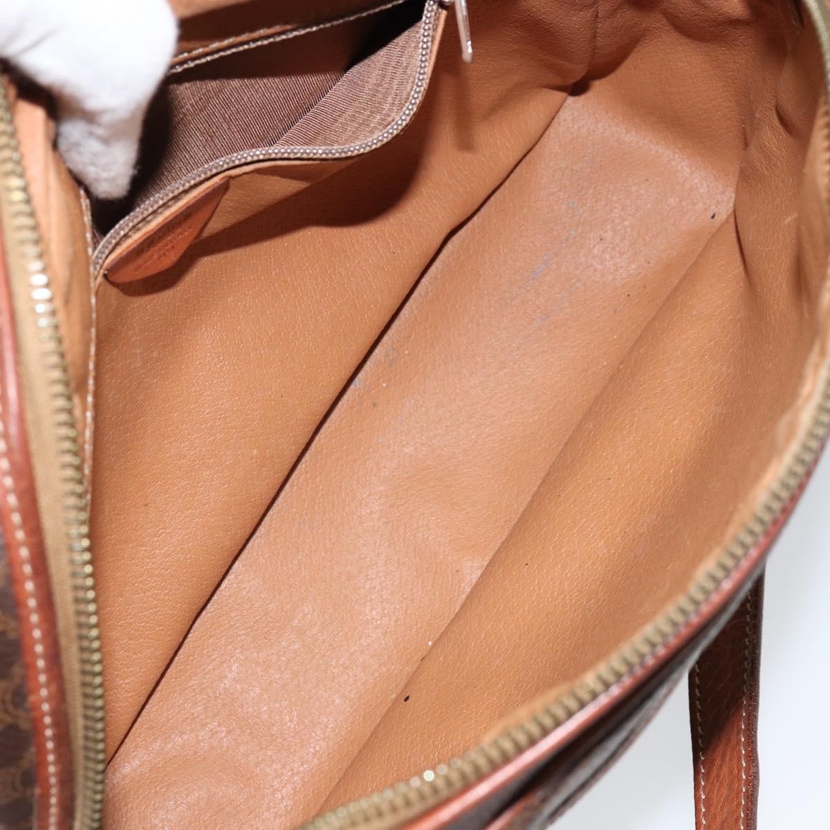 Celine Vintage Macadam Shoulder Bag Canvas And Leather Brown Canvas Shoulder Bag Bag