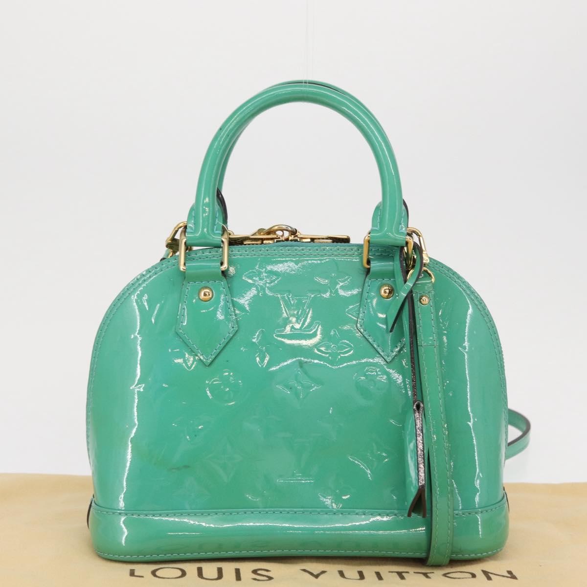 Louis Vuitton Alma Handbag Monogram Vernis Blue Patent_Leather Handbag