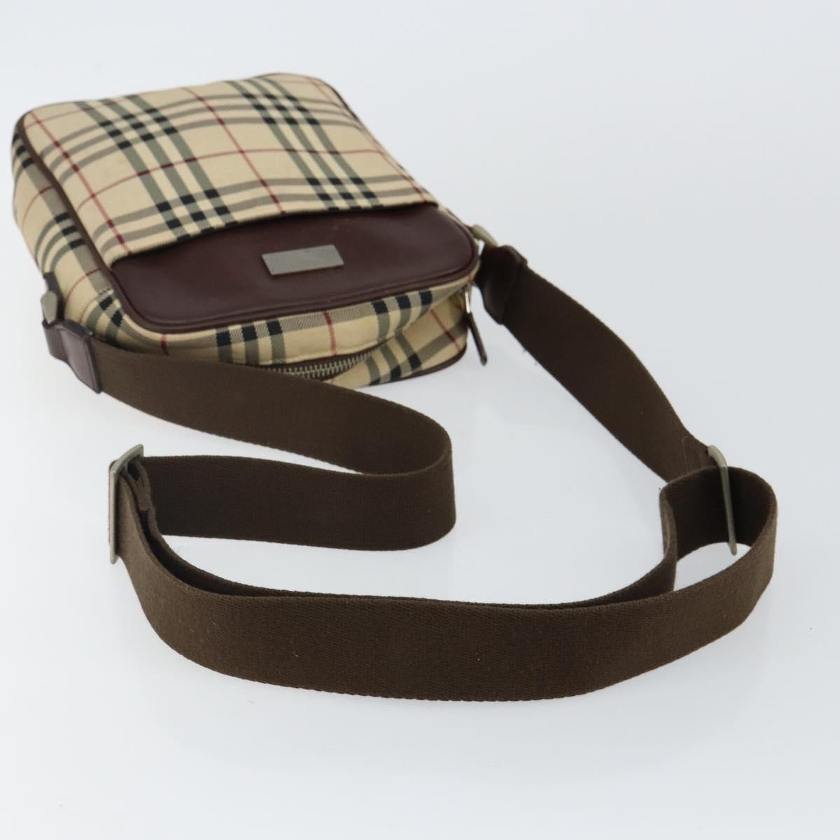 Burberry Zip Messenger Bag Nova Check Canvas And Leather Beige Canvas Shoulder Bag