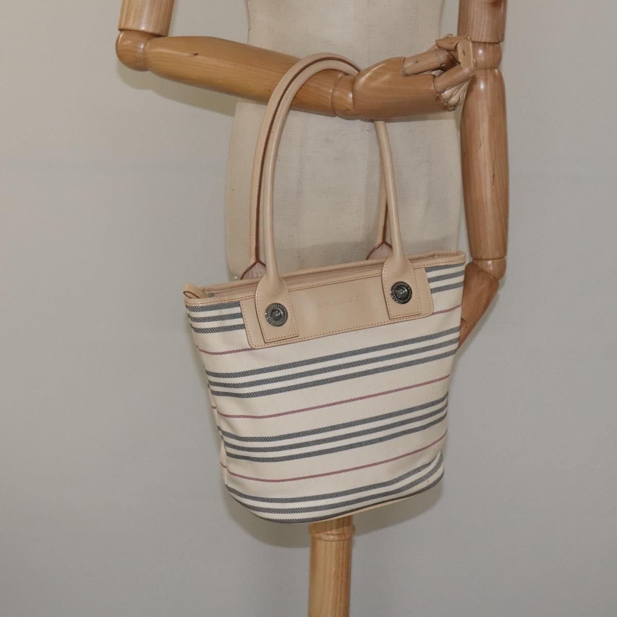 Burberry Nova Check Tote Canvas And Leather Beige Canvas Tote Bag
