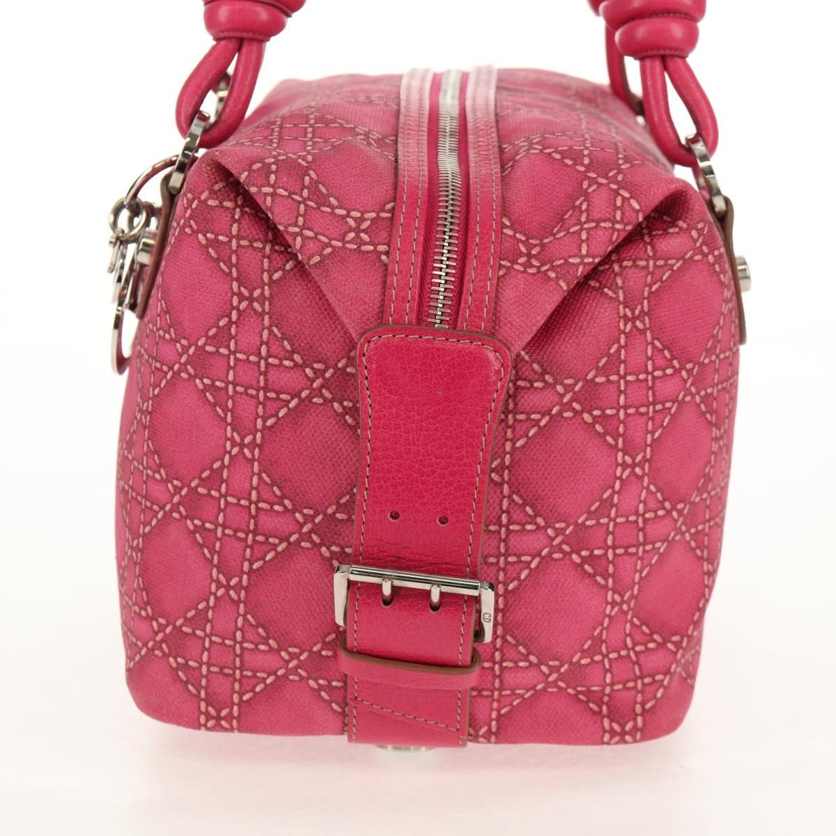 Christian Dior Cannage Handbag Canvas Pink Canvas Handbag (Pre-Owned)