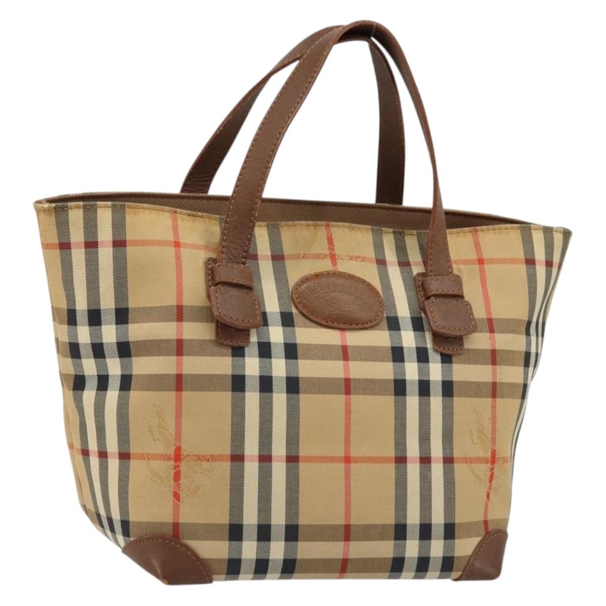 Burberry Nova Check Tote Canvas Check Pattern Beige Canvas Tote Bag