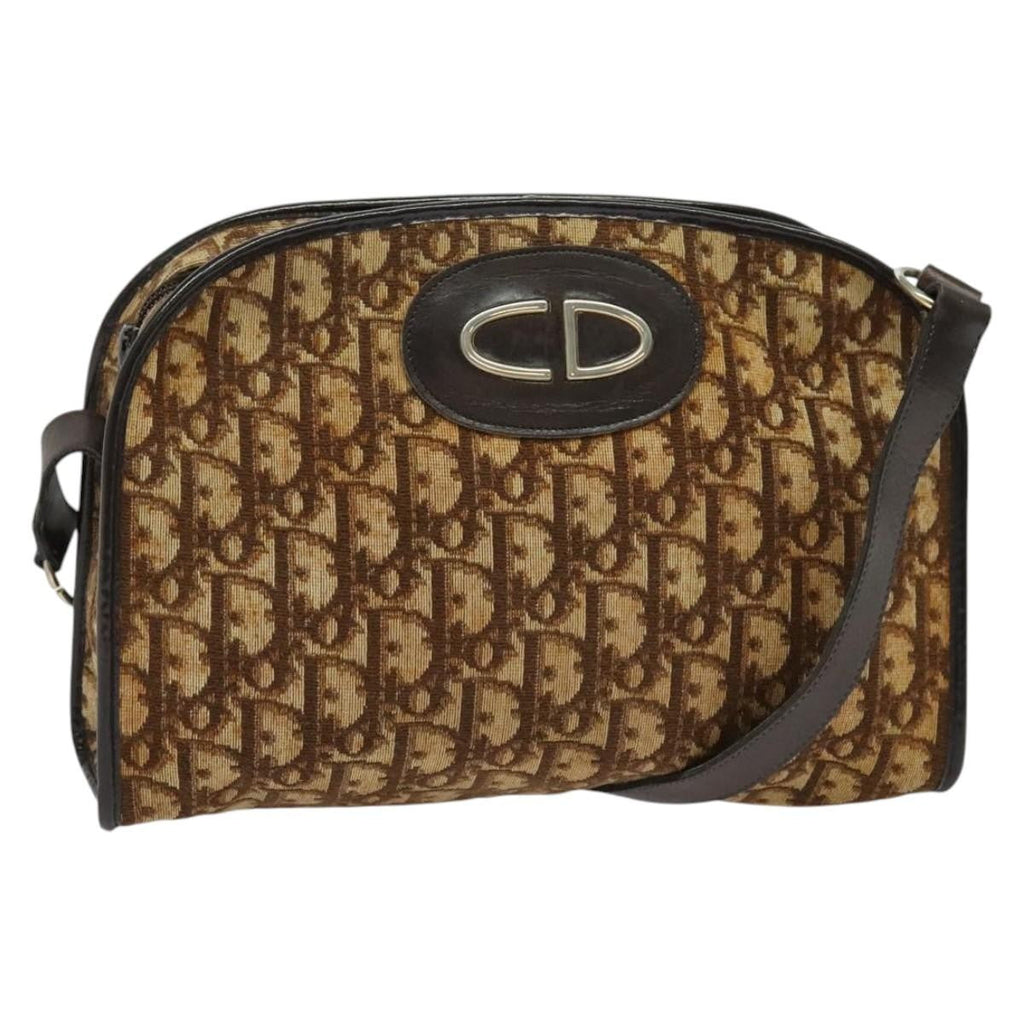 Christian Dior Vintage Trotter Shoulder Bag Canvas Brown Canvas Bag (Pre-Owned)