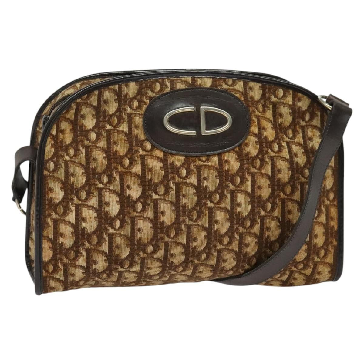 Christian Dior Vintage Trotter Shoulder Bag Canvas Brown Canvas Bag (Pre-Owned)
