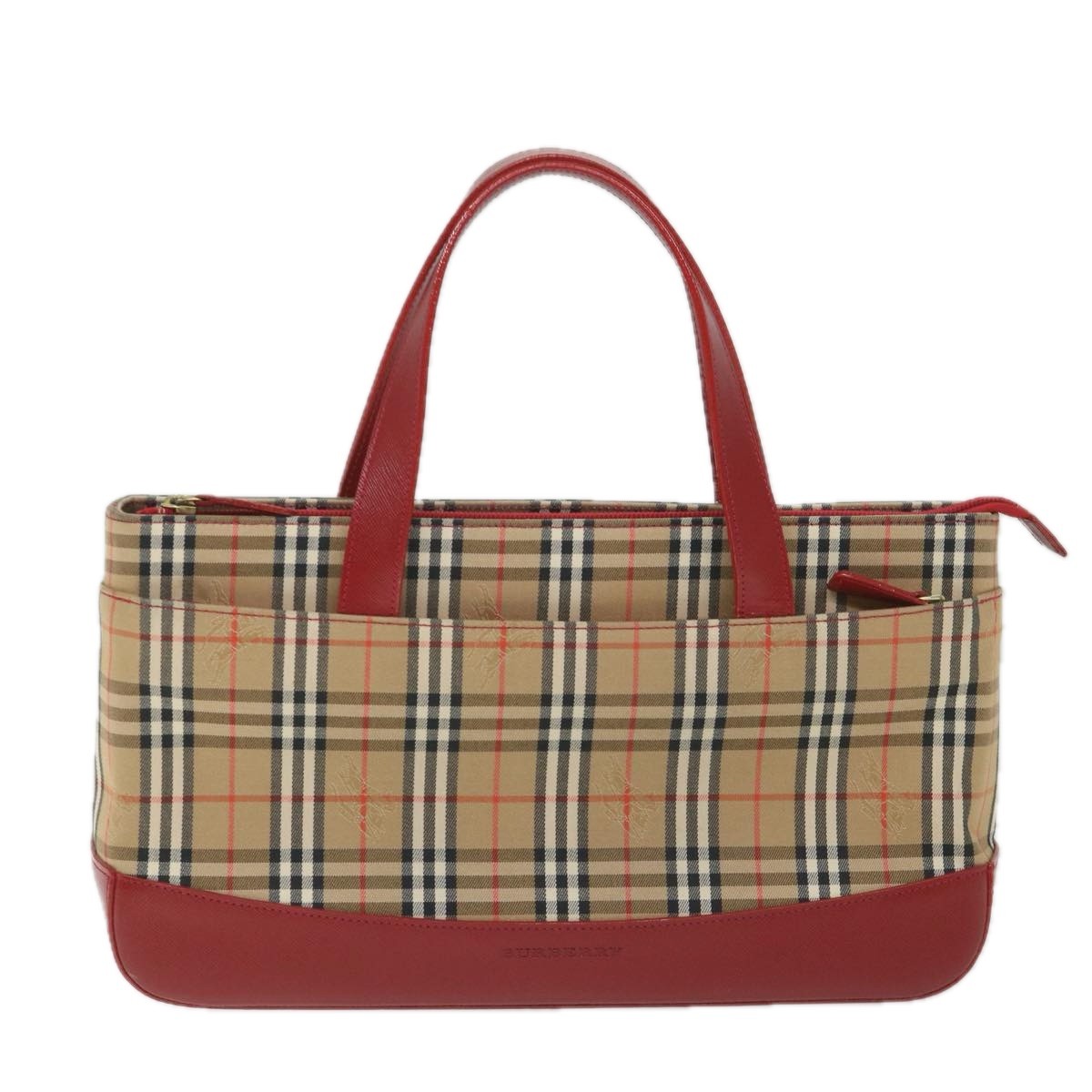 Burberry Nova Check Handbag Leather And Nylon Beige Nylon Handbag
