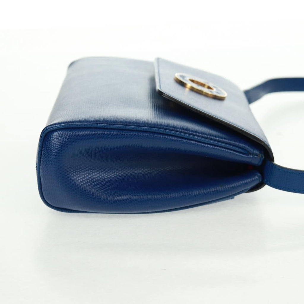 Celine Vintage Circle Logo Crossbody Bag Leather Blue Leather Shoulder Bag Bag