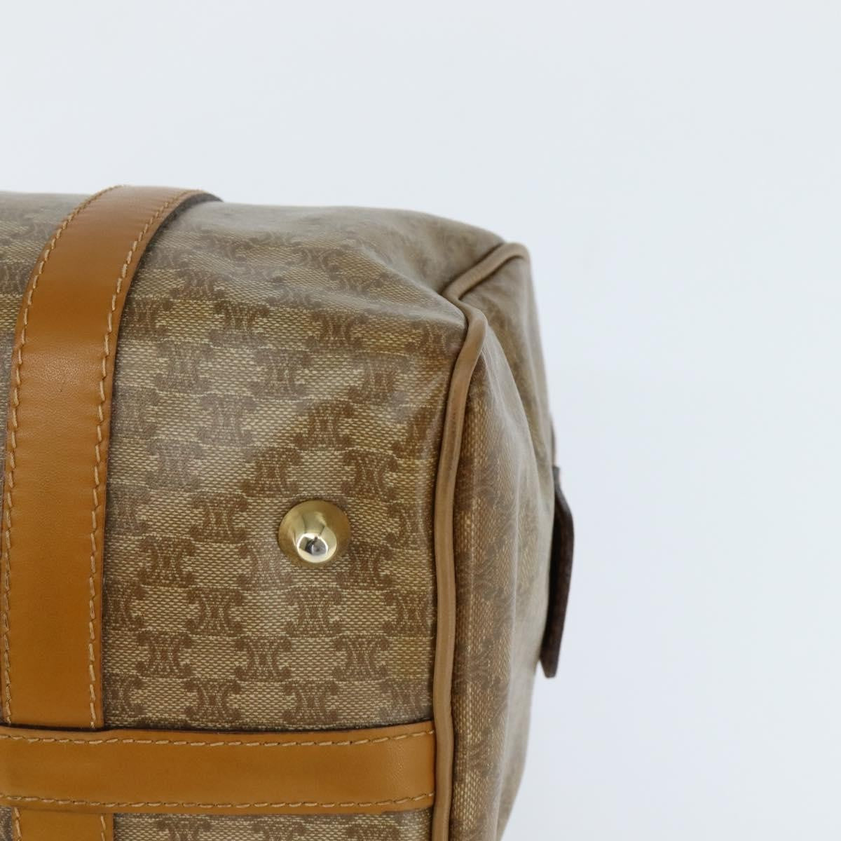 Celine Vintage Duffle Bag Macadam Coated Canvas Beige Canvas Handbag