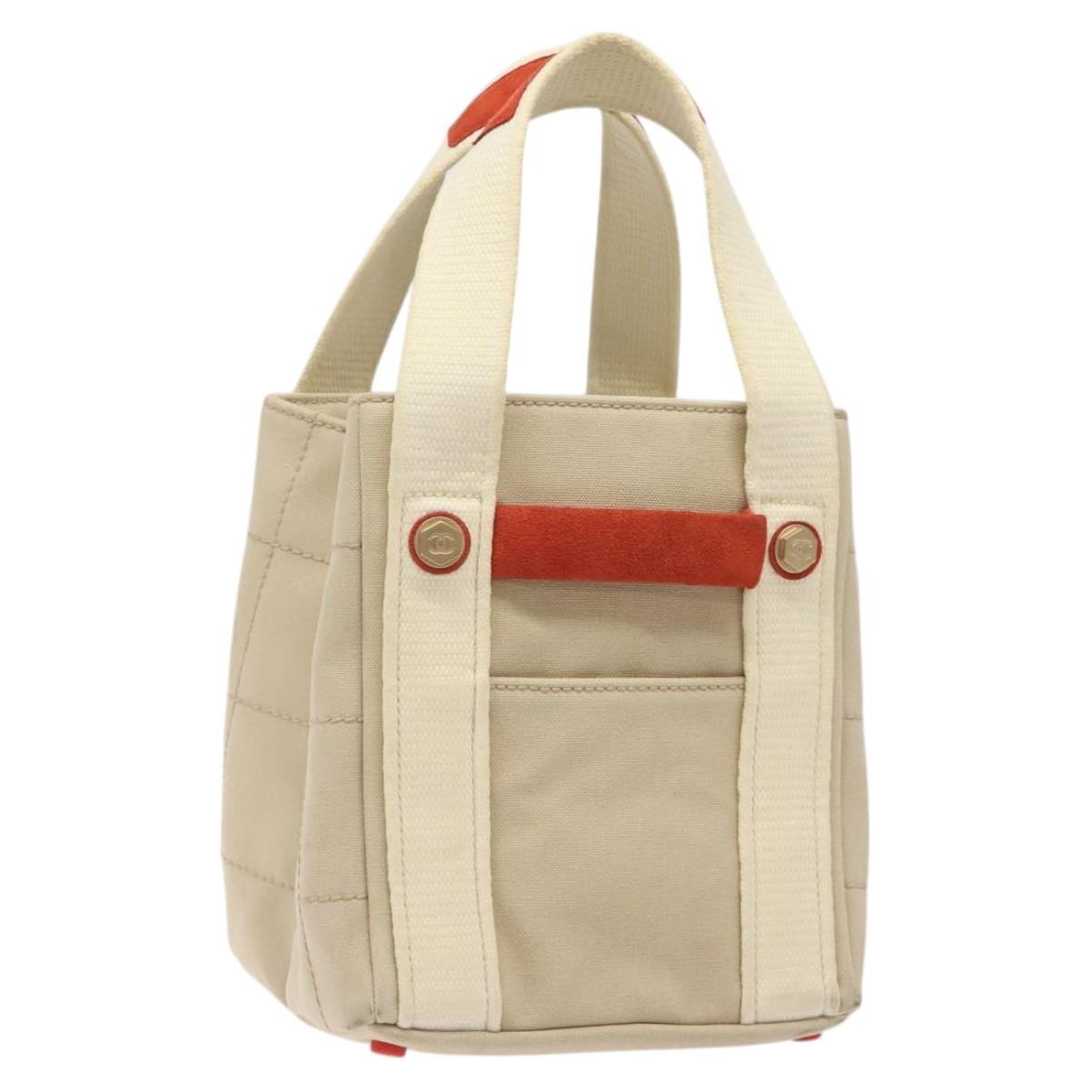 Chanel Chocolate Bar Coco Mark Handbag Canvas Beige Canvas Handbag