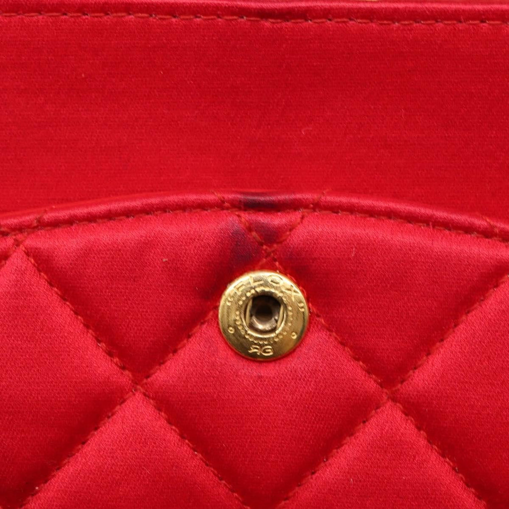 Chanel Timeless - Classic Double Flap Bag Quilted Satin Red Satin Shoulder Bag Bag
