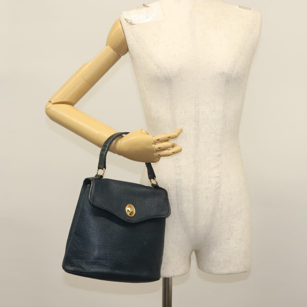 Christian Dior Vintage Handbag Leather Navy Leather Handbag (Pre-Owned)