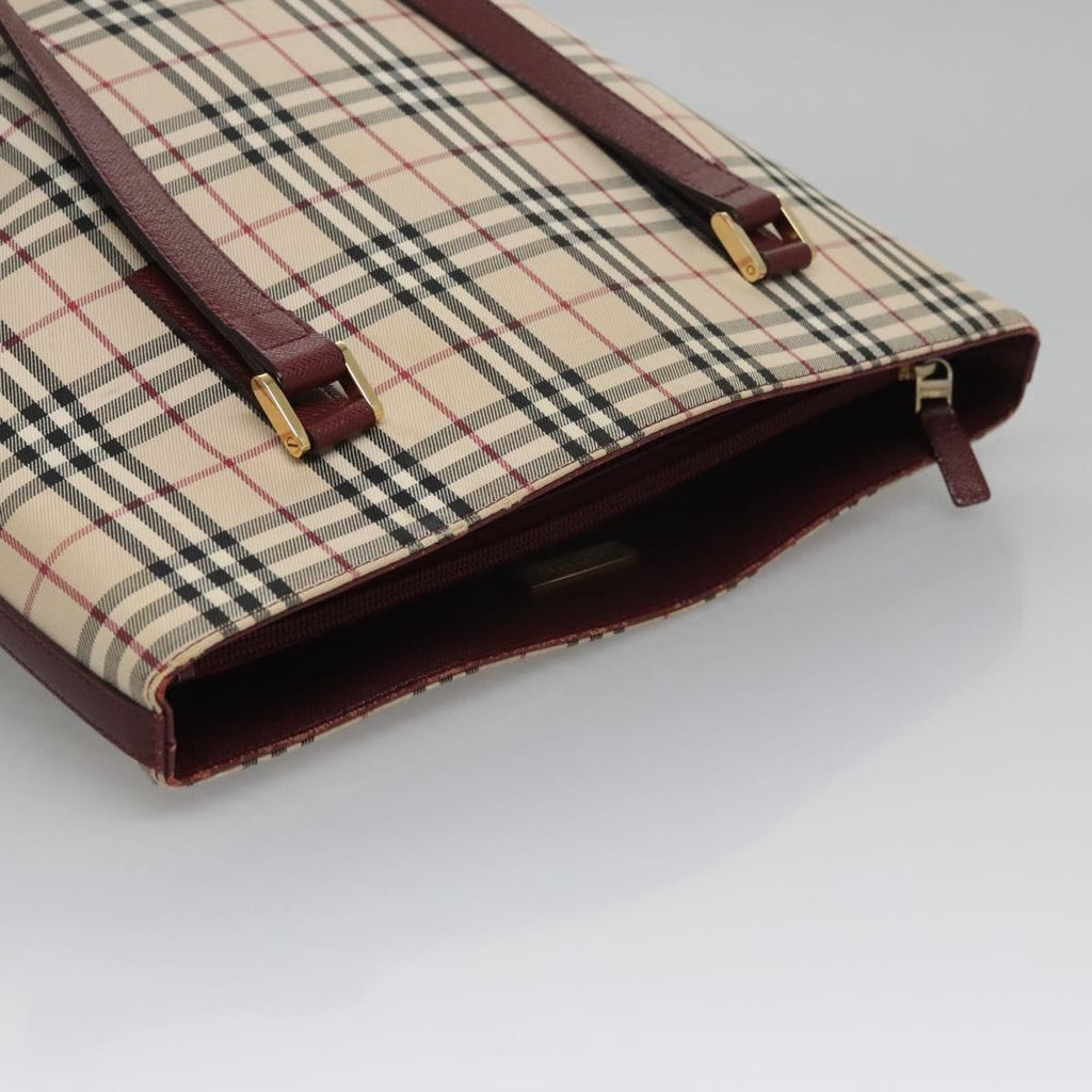 Burberry Nova Check Tote Canvas And Leather Beige Canvas Tote Bag