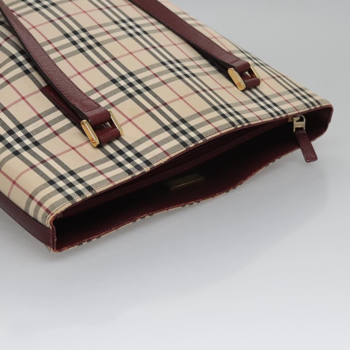 Burberry Nova Check Tote Canvas And Leather Beige Canvas Tote Bag