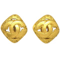 Chanel Cc Rhombus Clip-On Earrings Metal Gold Gold_Plated Earrings Jewelry
