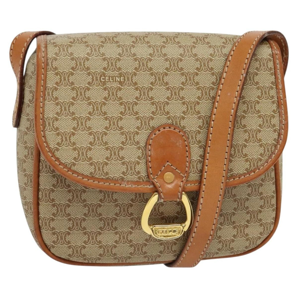 Celine Vintage Macadam Shoulder Bag Canvas Beige Canvas Bag