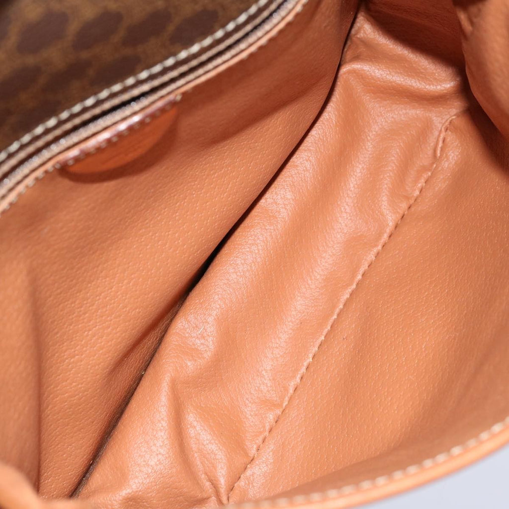 Celine Circle Logo Shoulder Bag Canvas Brown Pvc Shoulder Bag Bag