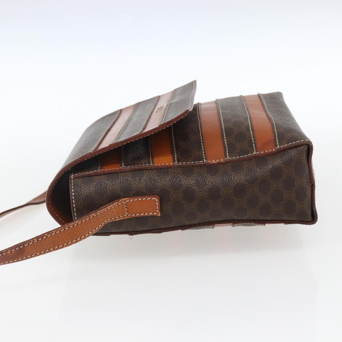 Celine Vintage Macadam Shoulder Bag Canvas And Leather Brown Canvas Shoulder Bag Bag