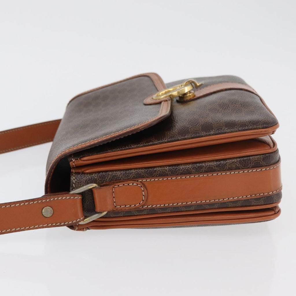 Celine Vintage Macadam Shoulder Bag Canvas And Leather Brown Canvas Handbag