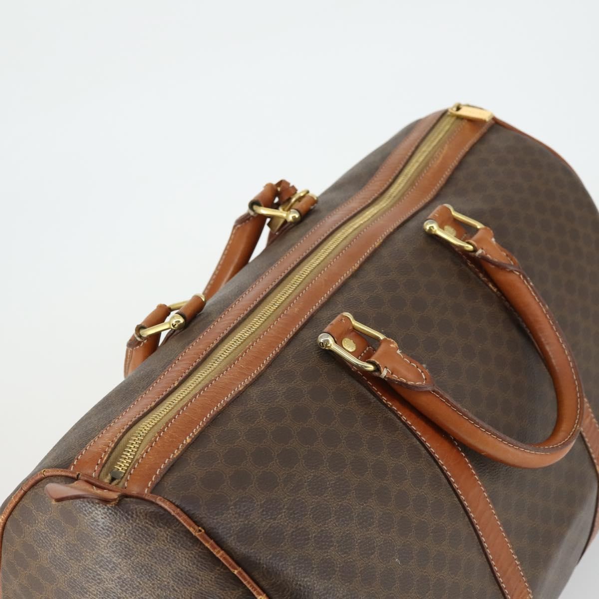 Celine Vintage Macadam Boston Bag Canvas Brown Pvc Travel Bag Bag