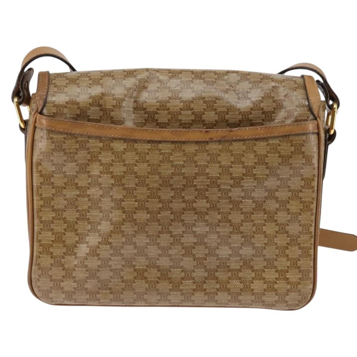 Celine Macadam Shoulder Bag Pvc Leather Beige Canvas Shoulder Bag Bag