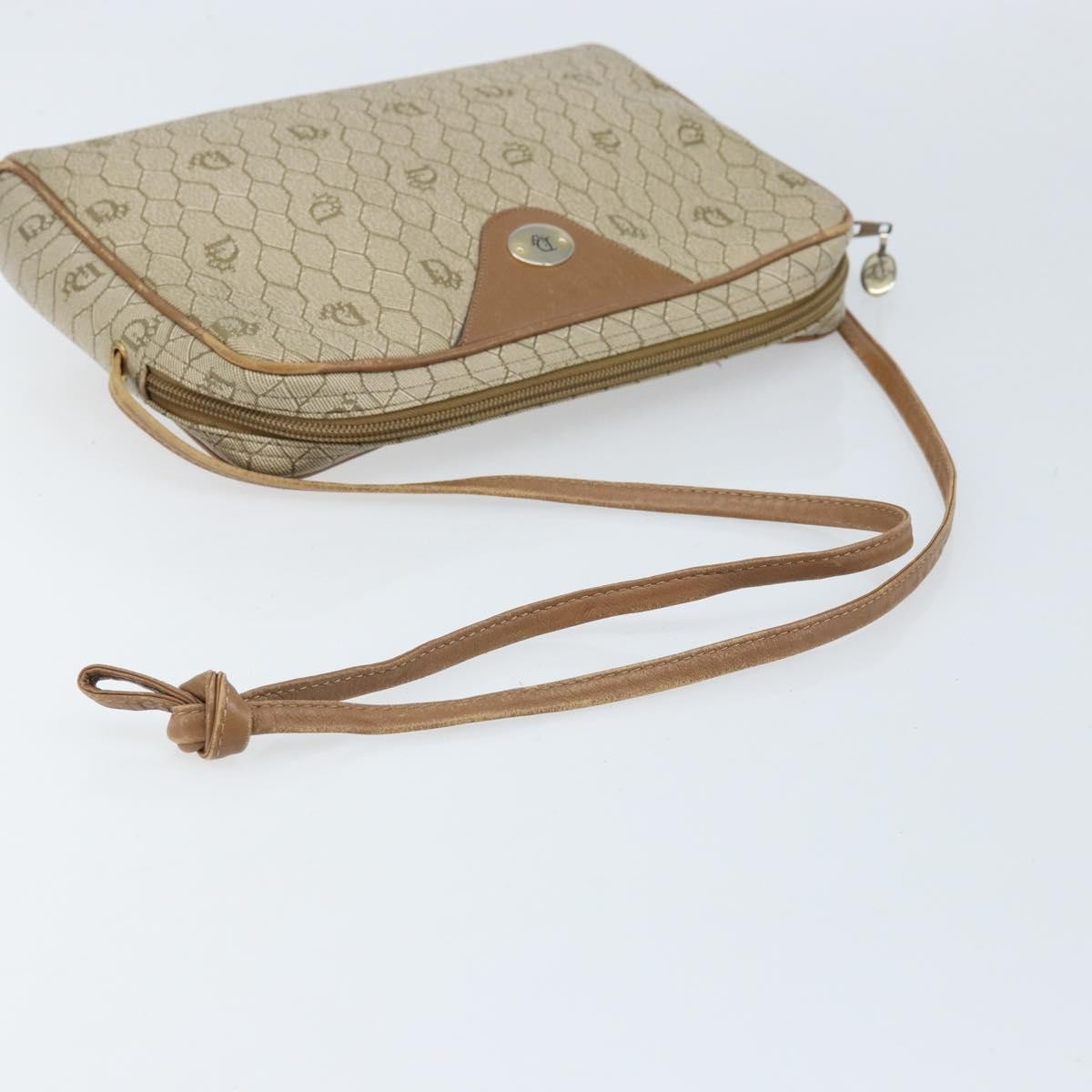 Christian Dior Vintage Honeycomb Shoulder Bag Canvas And Leather Beige Canvas Shoulder Bag Bag (Pre-Owned)