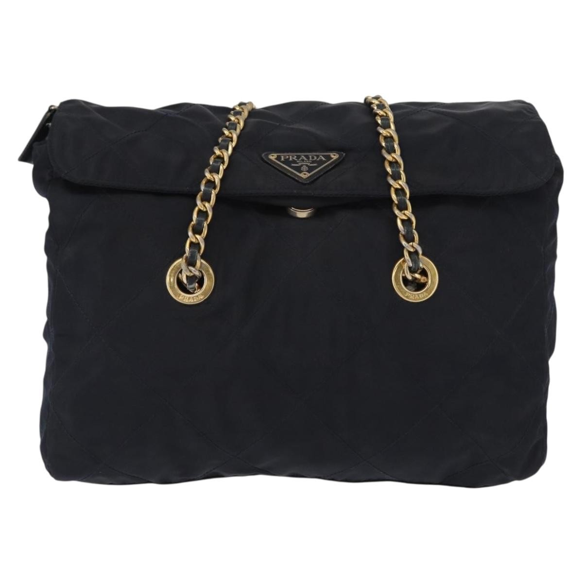 Prada Chain Shoulder Bag Tessuto Navy Nylon Shoulder Bag Bag