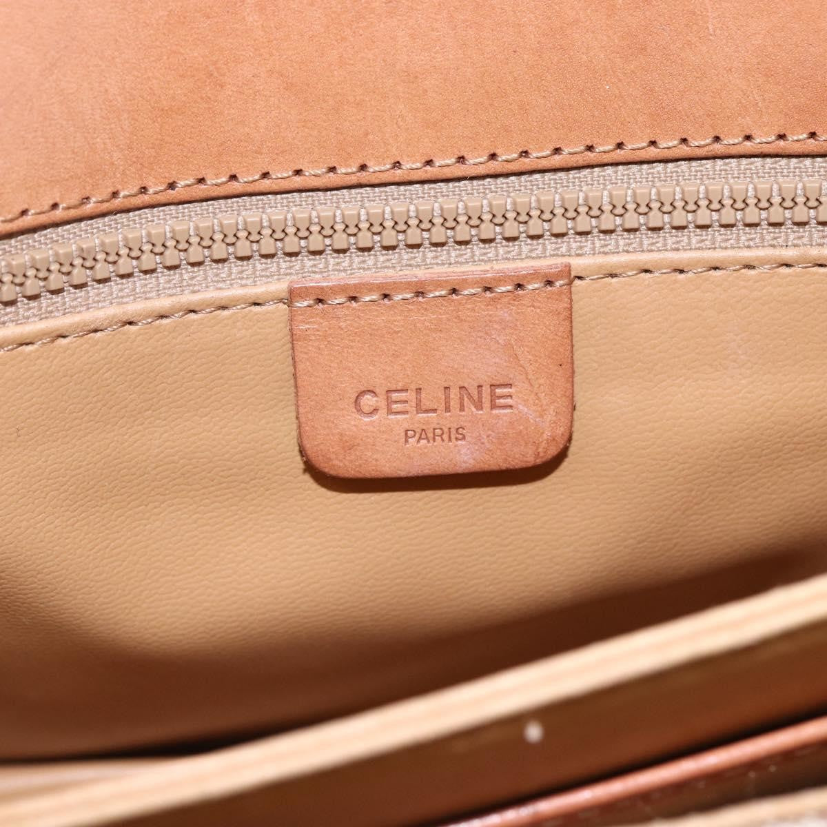 Celine Vintage Macadam Shoulder Bag Canvas And Leather Beige Canvas Shoulder Bag Bag
