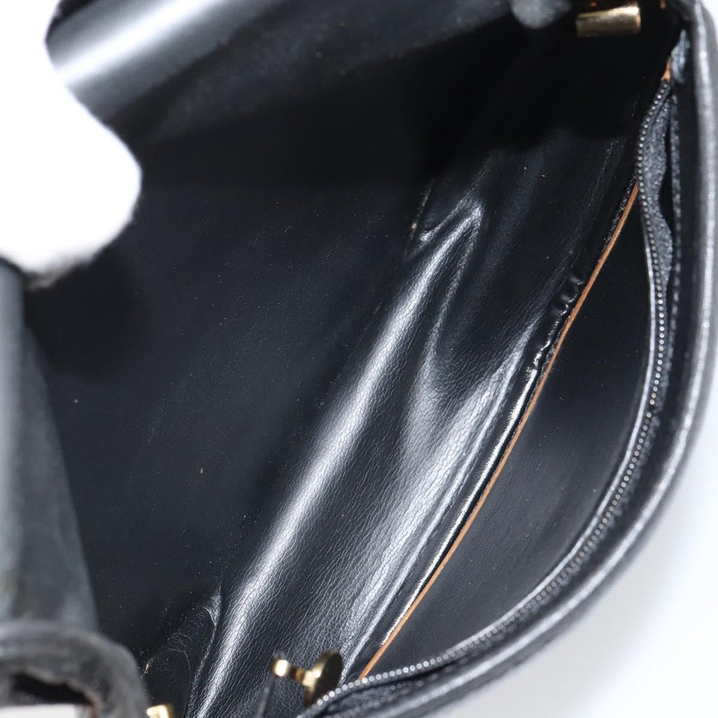 Christian Dior Vintage Cd Flap Shoulder Bag Leather Black Leather Shoulder Bag Bag (Pre-Owned)