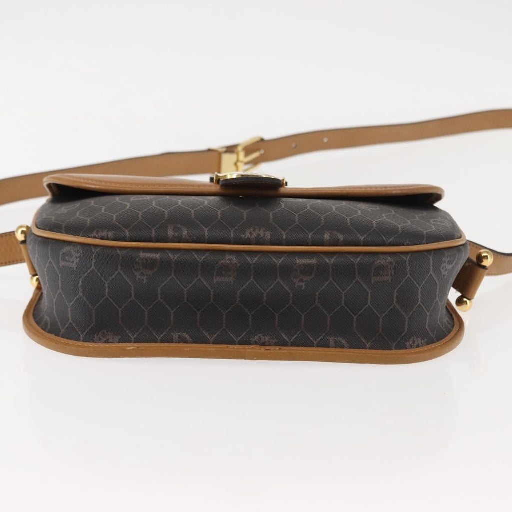 Christian Dior Vintage Honeycomb Shoulder Bag Canvas And Leather Brown Canvas Shoulder Bag Bag (Pre-Owned)